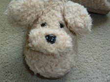 New women dog slippers size L 9-10  44-45 memory foam color beige very comfy