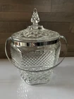 Vintage Anchor Hocking Wexford Pressed Glass Covered Ice Bucket w/Handle