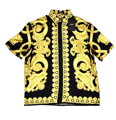 NWT $1750 VERSACE Men's Black Gold Barocco Medusa Shirt 50 (L) 100% AUTHENTIC