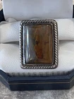 Vintage Native American Sterling Silver  Size 8 Ring Petrified Wood 16.85 Grams
