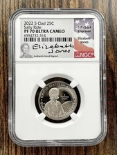 2022-S Sally Ride 25c Clad Coin Proof NGC PF70 Ultra Cameo E. Jones Signed