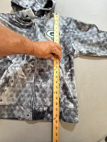 Green Bay Packers Reebok NFL Sweater Boys M Gray Full Zip Long Sleeve Hoodie. - Picture 9 of 10