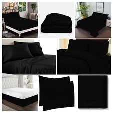 Bedding Collection 100% Cotton 1000 OR 1200 TC Black Solid Choose Item