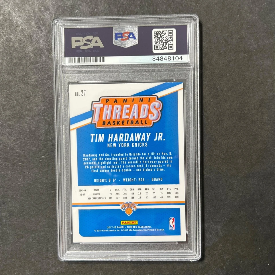 2017-18 Panini Threads #27 Tim Hardaway Jr. Signed Card AUTO PSA Slabbed Knicks - Image 2 of 2