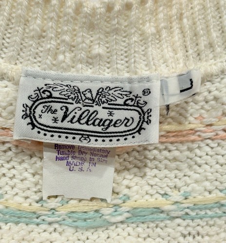 Vintage Sweater Vest Floral Bows Cottage Granny Boho The Villager Womens Size L - Picture 8 of 10