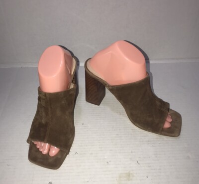 Steve Madden Square Toe Brown Cognac Suede Teles Slide