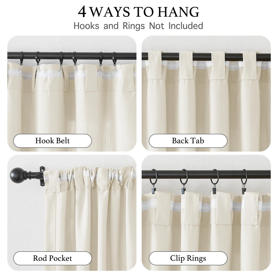 Thick Faux Linen Weave Textured Curtains for Bedroom Vintage