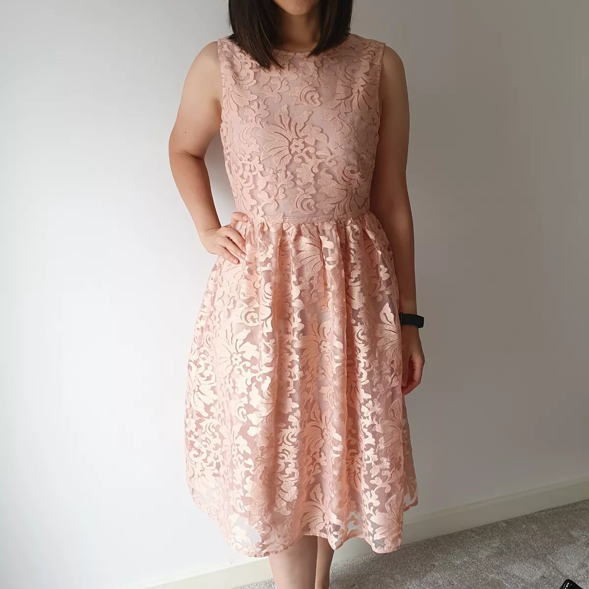 Boutique embroidered organza skater clearance dress
