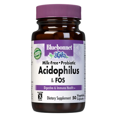 Bluebonnet Milk-Free Probiotic Acidophilus & Fos 50 Veg Capsules
