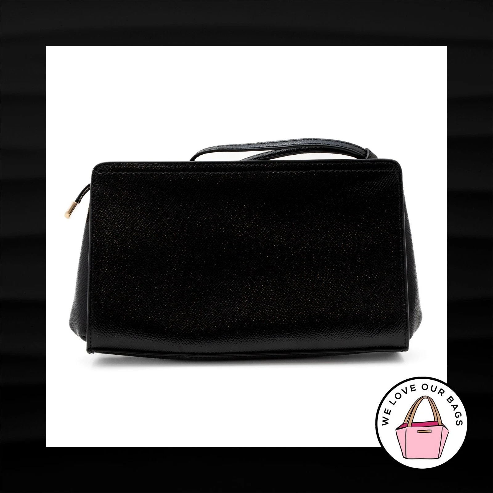 Borsa da polso Coach nuova $275 grande FLAP CLUTCH nera pelle incrociata ottone