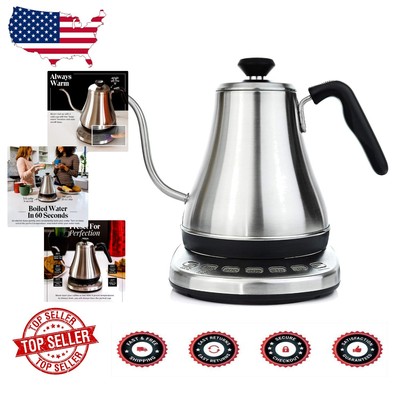 Elegant Gooseneck Kettle: 1L Stainless Steel with Variable Temperature Control