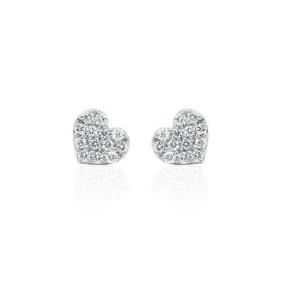 Pave Set Diamant Herz Ohrringe in 14k Weißgold Si2 eleganter Schmuck für Damen