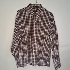 Izod Mens Button-Down Medium Plaid Red Blue White Checkered Long Sleeve Up