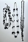 COSTUME JEWELRY NECKLACE  LOT VTG -NOW BEADED FAUX PEARL & LUCITE BEADS GREY BLK — photo 1
