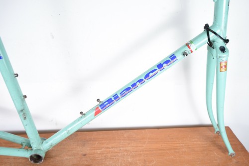 Rare Vintage Mondiale Bianchi Giro Celeste Columbus SLX 57cm Frame Fork - Picture 5 of 12