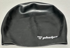 New MPhelps Adult 100 Silicone Black Competition Swim Volume Cap - Long Hair