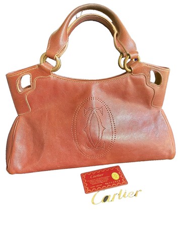 CARTIER Backpack Leather Bordeaux Gold Auth BA7824 | eBay display picture 1