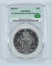 2015-P US Marshals Commemorative Silver Dollar MS70 CAC