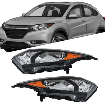 LH+RH For Honda HR-V HRV 2016-2018 Headlights Replacement Halogen Clear Lens NEW