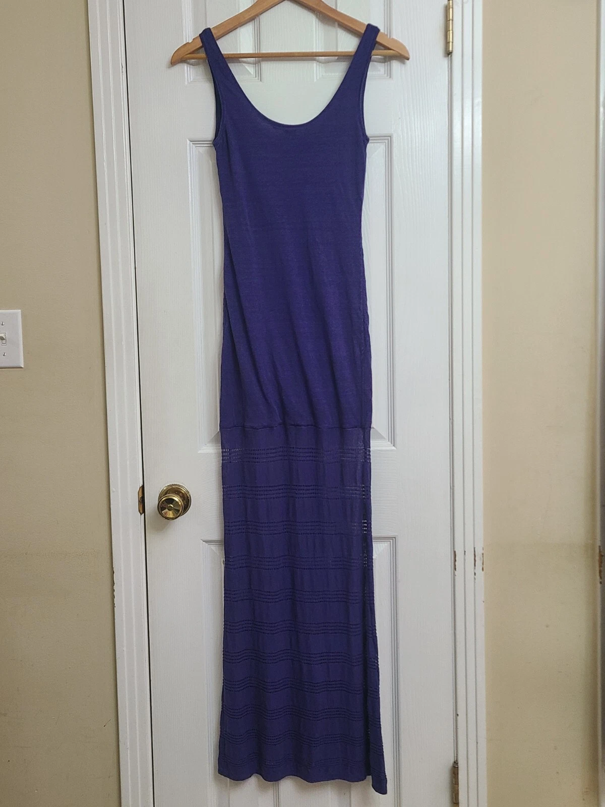 UNDERCOVER Maxi abito senza maniche Victorias Secret misto lino blu spiaggia costiera taglia XS