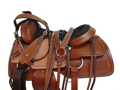 TEAM ROPING SADDLE WESTERN HORSE TRAIL ROPER RANCH TOOLED LEATHER TACK 15 16 17