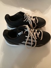 Boys Size 2.5 Adidas baseball cleats softball black white athletic sports shoes