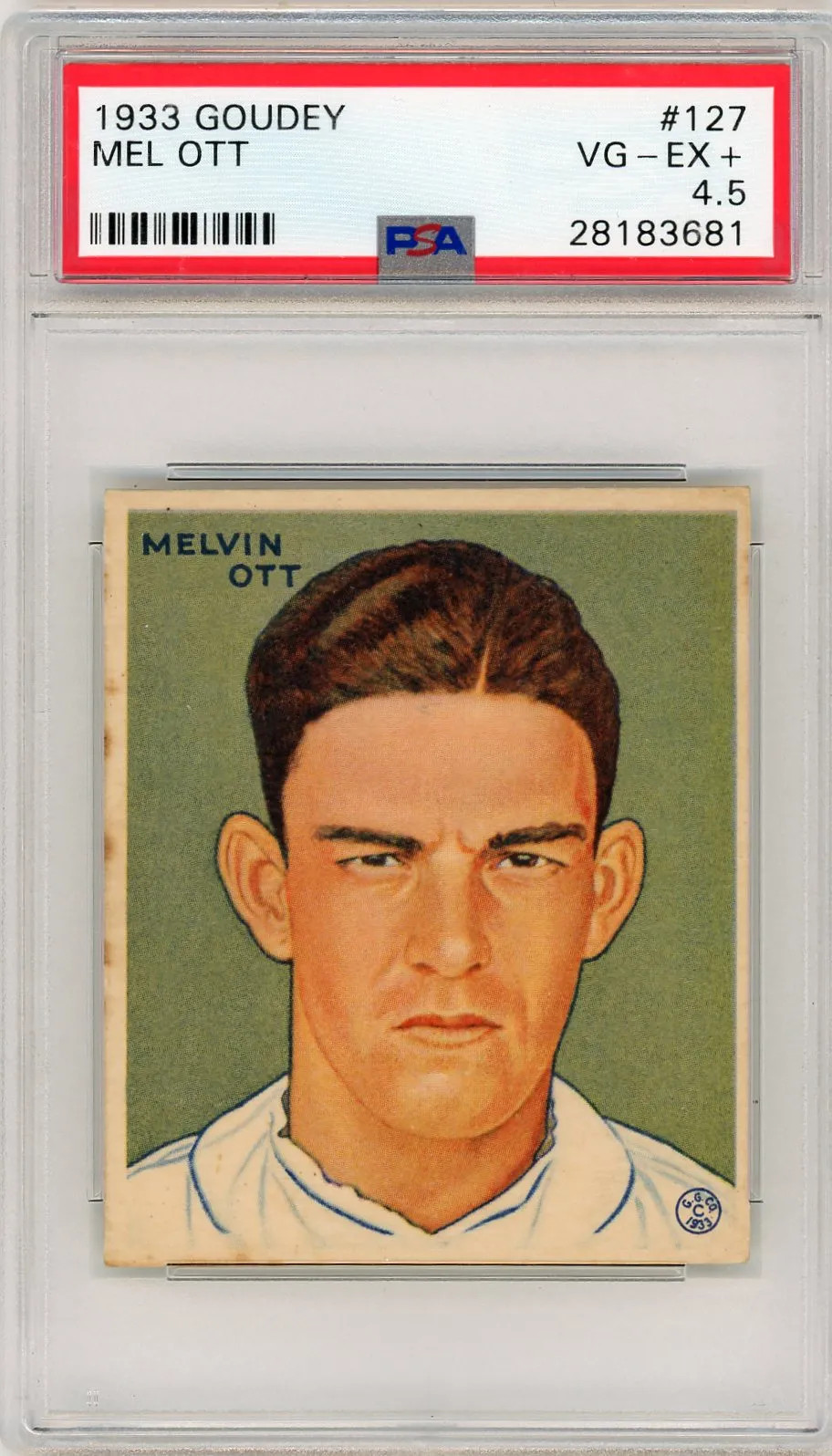1933 Goudey Mel Ott #127 PSA 4.5
