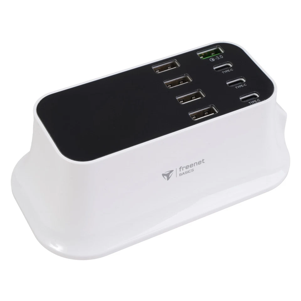 Freenet 42W Schnell Ladegerät QC 8-Fach Netzteil USB-C USB-A Desktop Ladestation - Bild 4 von 4