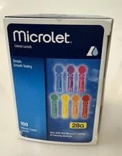 Microlet Colored Lancets - 100 Silicone Coated Lancets - Exp. 2027-09-01