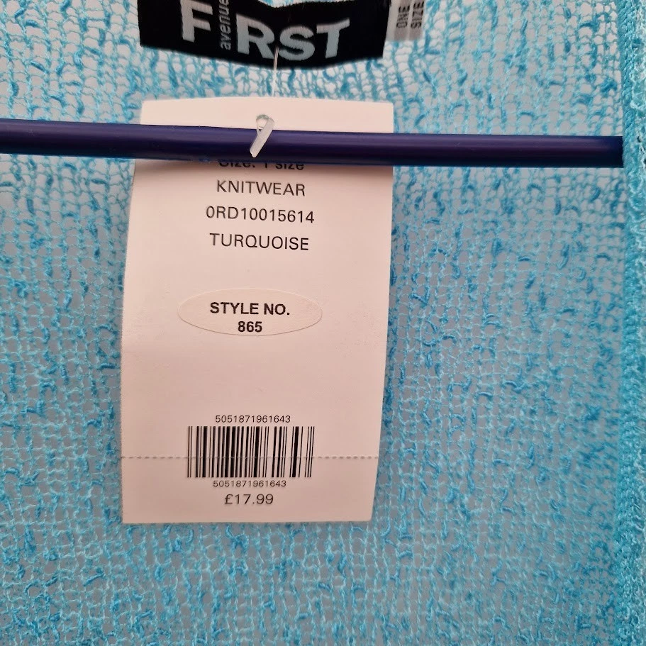 Cardigã feminino First Avenue azul gola V mistura acrílica tamanho G - Imagem 2 de 4
