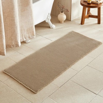 Waffle Runner Rug Bathroom, Long Boho Bathroom Rugs Non Slip Washable Super