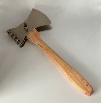 Vintage Meat Cleaver Double Triple Blade Tenderizer Ice Hatchet Wood Handle
