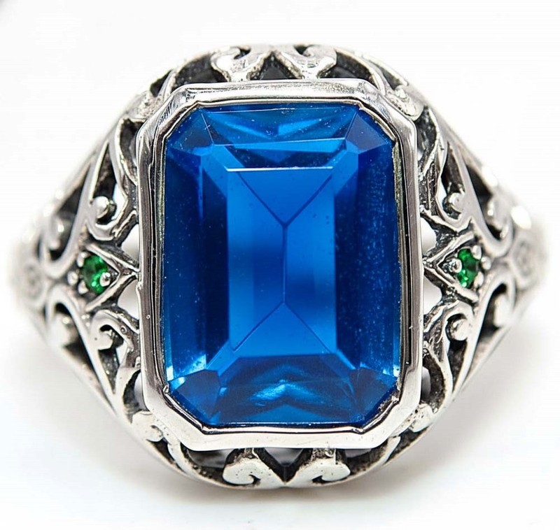 4CT Heat Treated Kyanite 925 Sterling Silver Art Nouveau Ring Sz 7 PC12-3