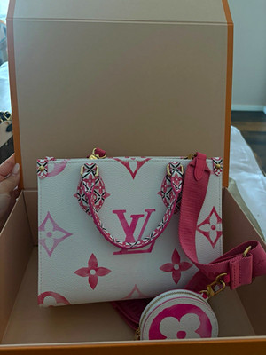 Louis Vuitton OnTheGo PM Umhängetasche Monogramm Weiß/Rosa M22976 Riemen