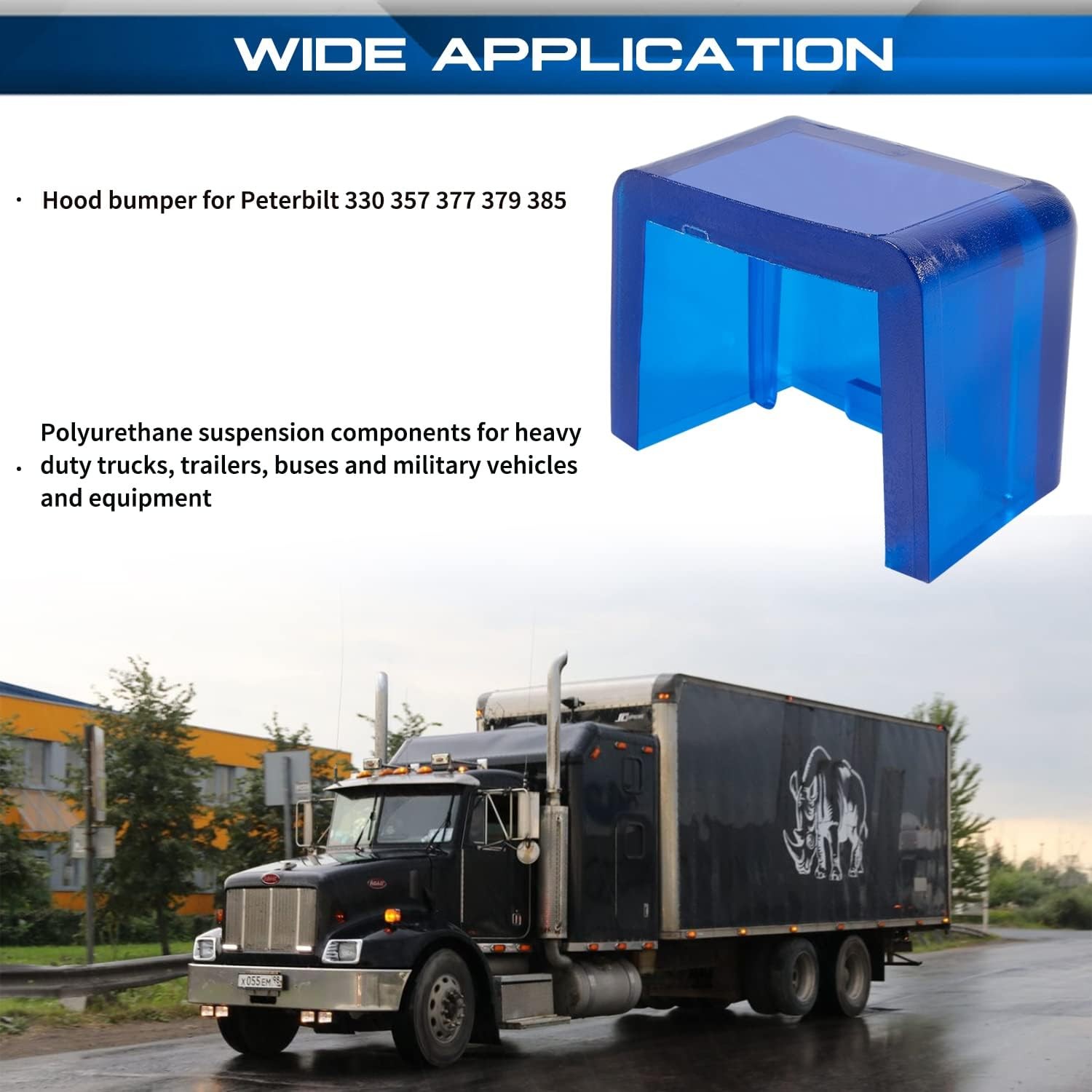 Peterbilt Hood Bumper Bumpers Pad Bushing Poly for 330, 357, 377, 379, Blue 