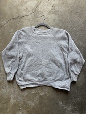 Vintage 60s 70s Gusset Cotton Blank Raglan True Crewneck Sweatshirt Medium