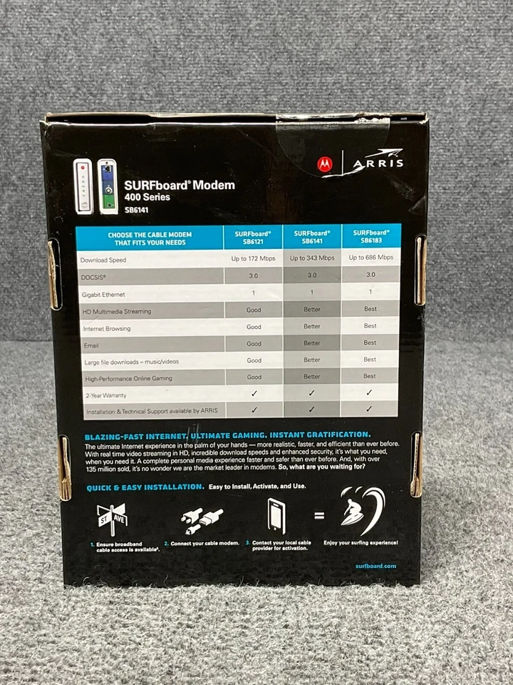 Motorola ARRIS SURFboard Cable Modem 📶 SB6141 400 Series DOCSIS 3.0 High-Speed - Image 4 of 4