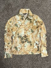 Vintage Triumph Of California Shirt Hawaiian Ls Hippy Floral Button Down 20x25.5
