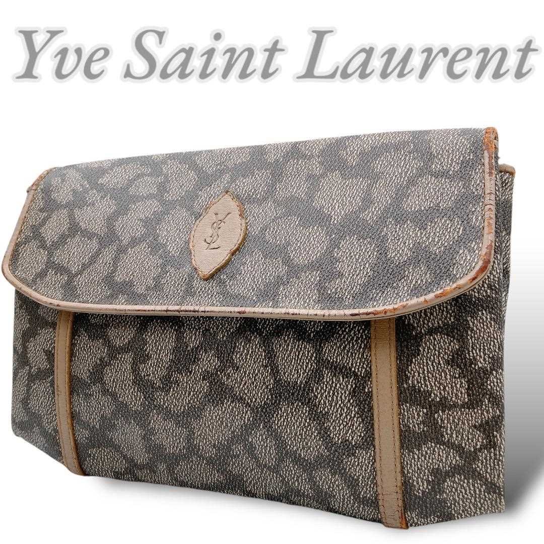 Borsa pochette Yves Saint Laurent beige grigia casual donna usata dal Giappone