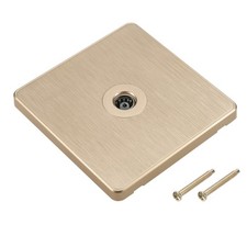 TV Aerial Socket Wall Plate Single Gang Gold Tone PC 88x86mm for Coaxial Cable