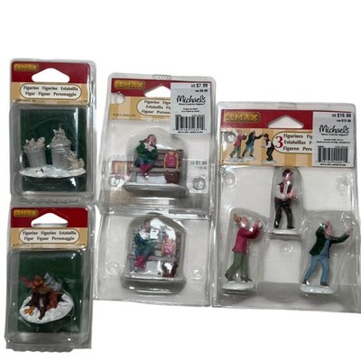 LEMAX Figures Lot of 5 New Packs Snowball Fight, Chipmunks,Raccoons, Park bench