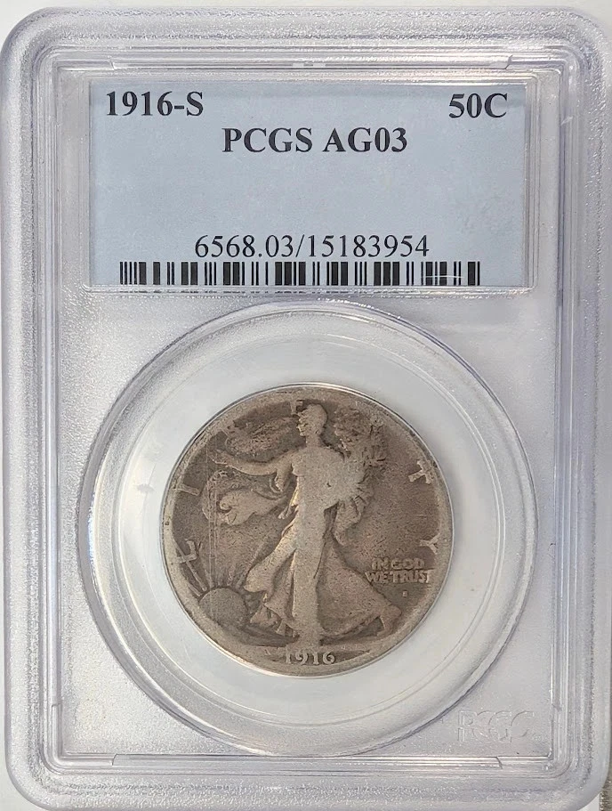 AG 3 Graded 1916 Year Liberty Walking Half Dollars (1916-1947) for