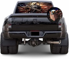 Truck Back Window Graphics - Bald Eagle American Flag Decal P546 - Usa Flag