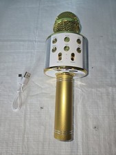 Gold Wireless Bluetooth Karaoke Microphone Features Built In Speaker And Control