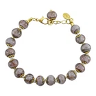 Murano Glass Bracelet Purple Gold Handmade Venice 15 Beads Italy