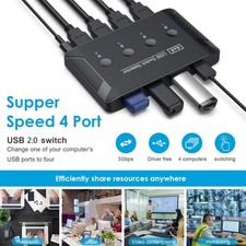 USB Printer Switch Selector KVM Switch Adapter 4 PC Sharing 4 USB Devices Hub