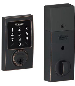 SCHLAGE BE469ZP CEN 716 Connect Smart Deadbolt With Alarm Inbuilt Aged Bronze