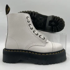 Womens Size 7 Dr. Martens Sinclair White Black Platform Boots Shoes 26261100 NEW