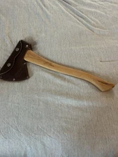 LL Bean USA Axe Hickory Handle 18inch Leather Sheath Great Condition
