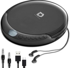 Deluxe Products CD Player Portable w/ 60 Second anti Skip, Stereo Earbuds Black